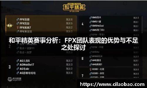 和平精英赛事分析：FPX团队表现的优势与不足之处探讨